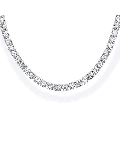 PAVOI Rhodium Plated 3mm Simulated Diamond Tennis Necklace Chunky Long Necklace for Women Size 18 - Image 1