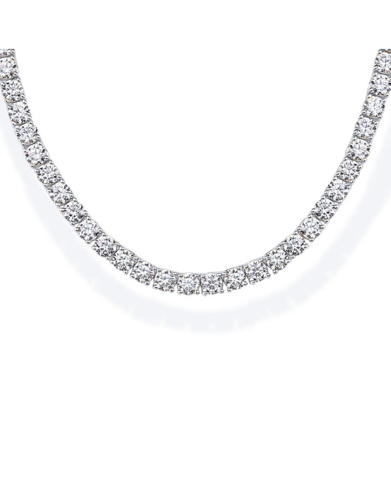 PAVOI Rhodium Plated 3mm Simulated Diamond Tennis Necklace Chunky Long Necklace for Women Size 18 - Image 2