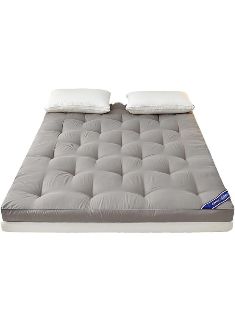 VITION Mattress Topper, 10cm Thick Quilted Soybean Glue-Free Fiber Mattress Pad with 4-Side Elastic Bands (Grey, 150x200cm) - Image 4