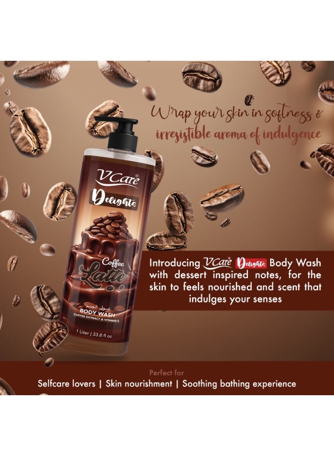 VCare V Care Delight Coffee Latte Body Wash 1L - Gourmand Fragrance, Deep Cleansing & Moisturizing, Rich Lather Non-Drying Formula - Image 3