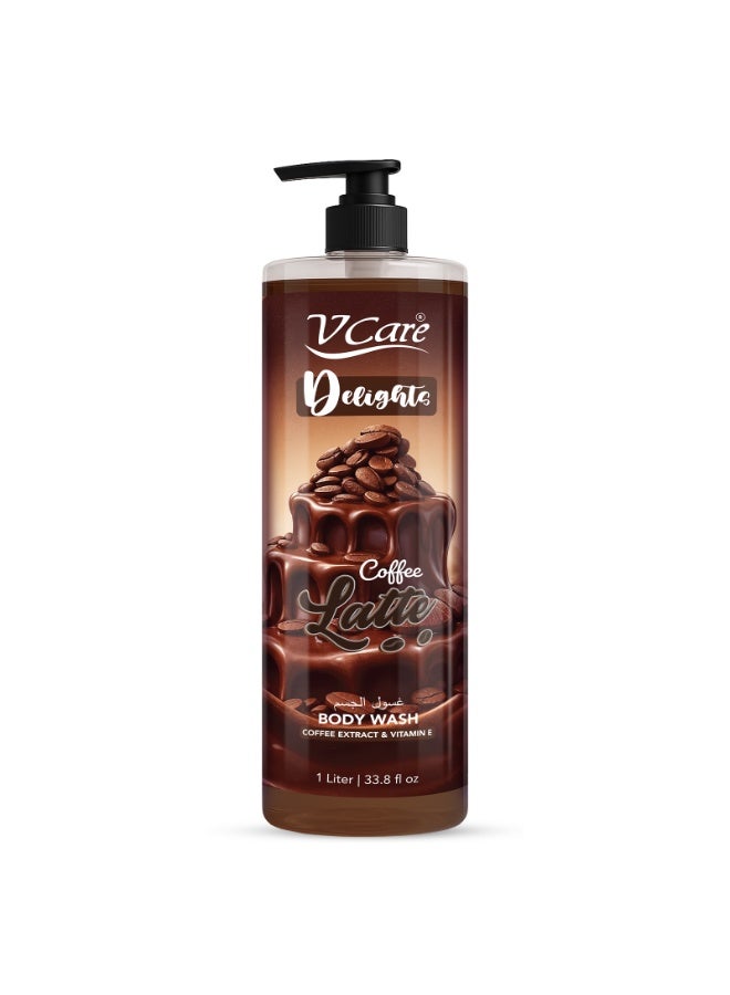 VCare V Care Delight Coffee Latte Body Wash 1L - Gourmand Fragrance, Deep Cleansing & Moisturizing, Rich Lather Non-Drying Formula - Image 1