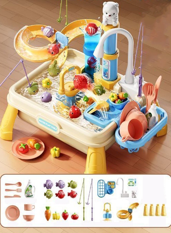 Children's dishwashing playset Dishwasher toys Fishing toys Vegetable washing sink Kitchen toys Situational simulation toys - Image 1
