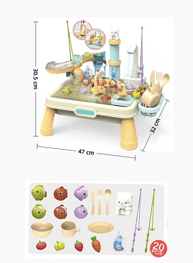 Children's dishwashing playset Dishwasher toys Fishing toys Vegetable washing sink Kitchen toys Situational simulation toys - Image 2