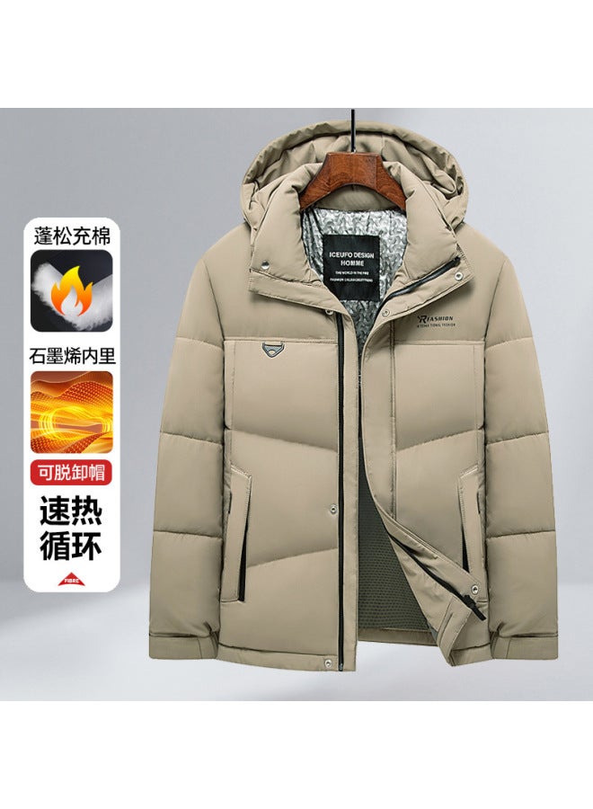 Winter Men's Cotton-padded Jacket With Graphene Lining, Thickeneded, Warm, Fashionable, Casual, Windproof Jacket Style For Men And Women