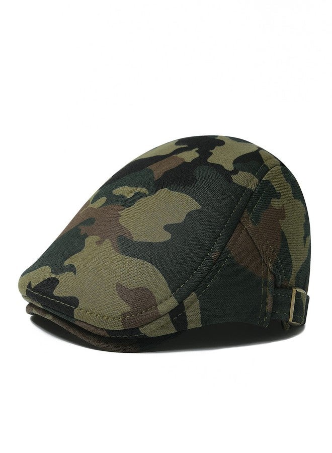 VOBOOM Men Newsboy Cap Cotton Flat Ivy Gatsby Driving Hat (Green Camouflage) - Image 1