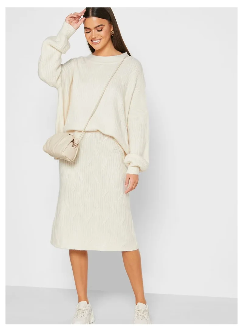 Little Mistress Little Mistress Cream Knit Skirt