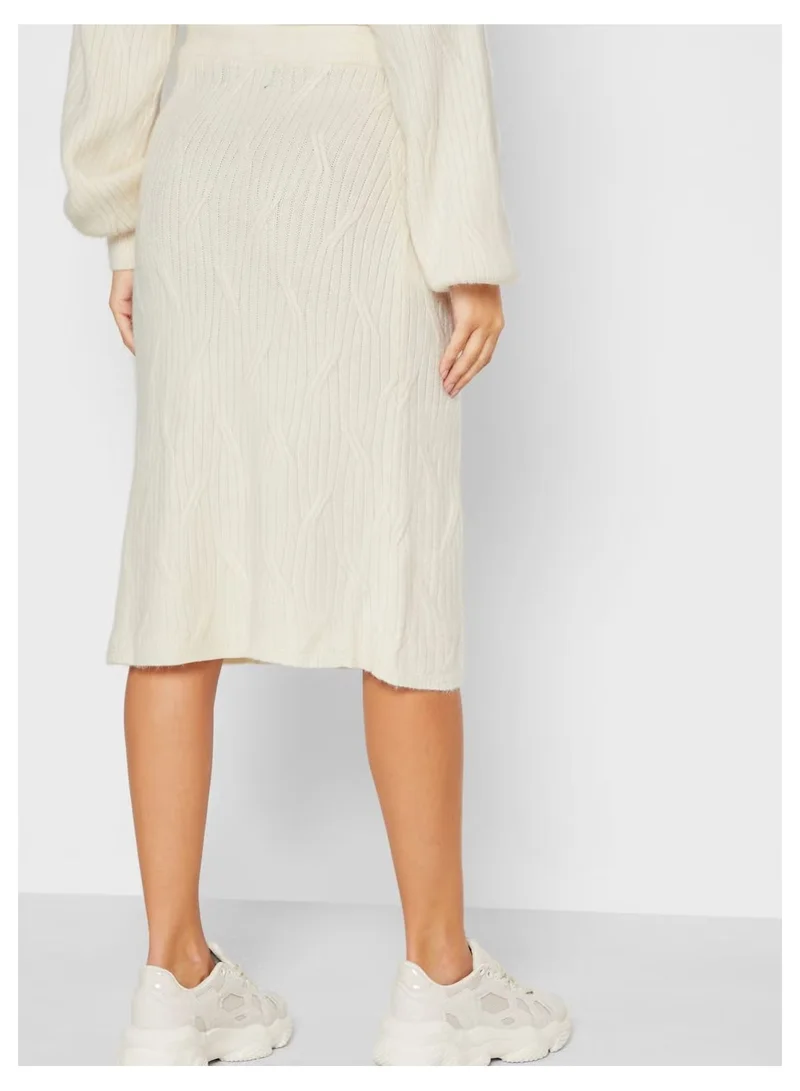 Little Mistress Little Mistress Cream Knit Skirt