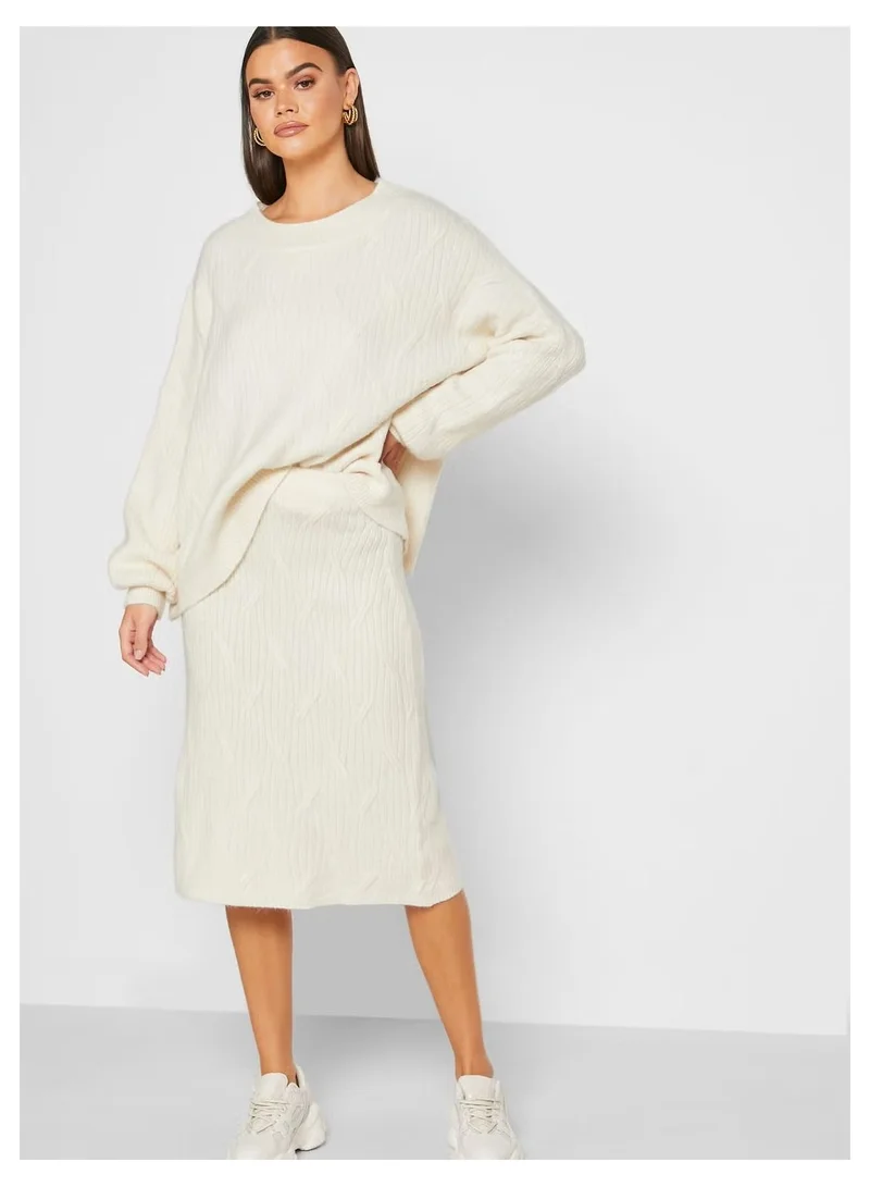 Little Mistress Little Mistress Cream Knit Skirt