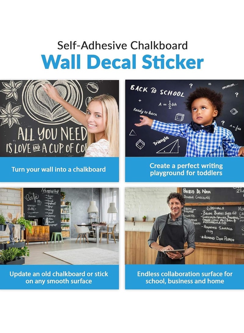Generic Board Sticker Removable Vinyl Chalkboard Stickers Peel and Stick Chalkboard, Self Adhesive Blackboard Poster Paper Chalk board Wall Paper for Home, School, Office, Art - 60x200cm  - Image 3