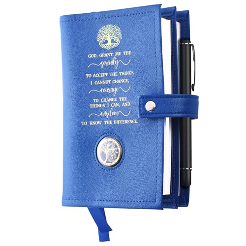 LParkin Double AA Big Book Cover with Coin Holder PU Leather AA Book Covers for Hardcover Fits AA Big Book and 12 Steps 12 Traditions Premium Design God Grant Me The Serenity Cover - Image 1