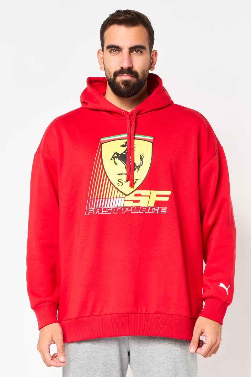 PUMA هودي رياضي للرجال من بومة × سكوديريا فيراري بأكمام طويلة، أحمر - Image 1