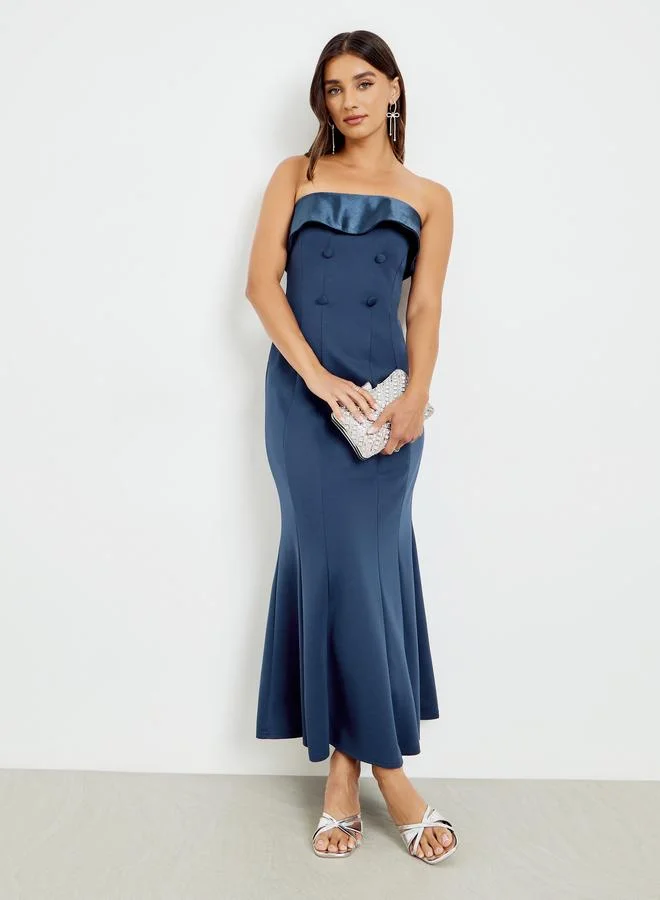 Styli Women Navy Bandeau Maxi Evening Dress