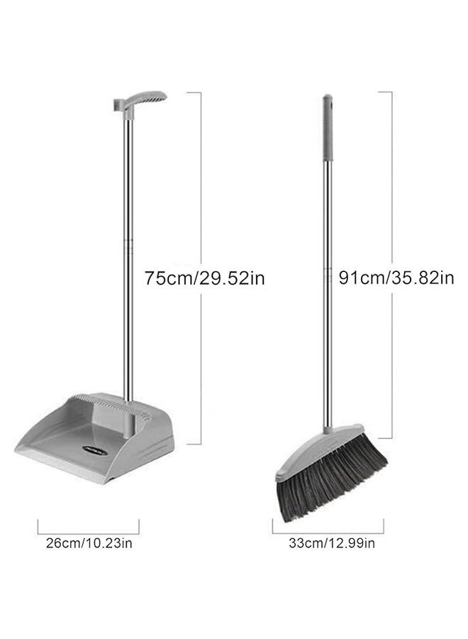 NKX Premium Long Handle Broom and Dustpan Set – Upright Standing Household Cleaning Brush with Built-In Comb Teeth - Image 4