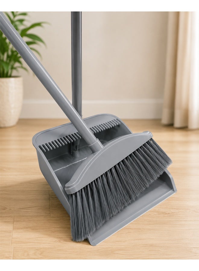 NKX Premium Long Handle Broom and Dustpan Set – Upright Standing Household Cleaning Brush with Built-In Comb Teeth - Image 3