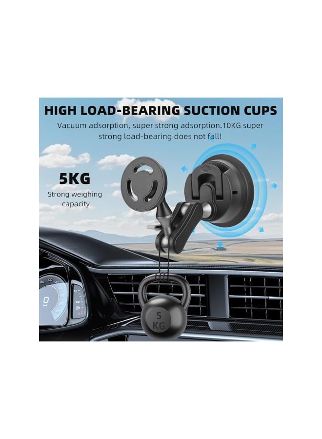 Green Tiger Magnetic Suction Cup Car Phone Holder, 360° Adjustable Windshield & Dashboard Mount for iPhone & GoPro, Removable Strong Aluminum Vlog Shooting Mount for Action Cameras - Image 5