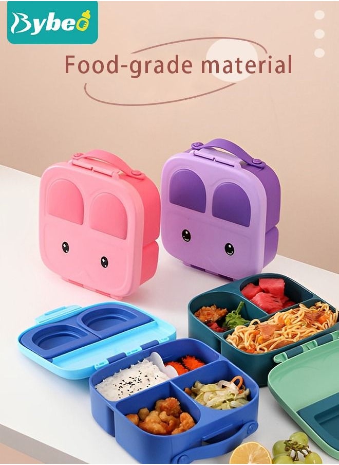 Bybeo Portable Kids Bento Box, Big Toddler Lunch Boxs to School, Snack Containers for Travel 4 Compartments Meal Prep Removable Divider BPA Free  - Image 3