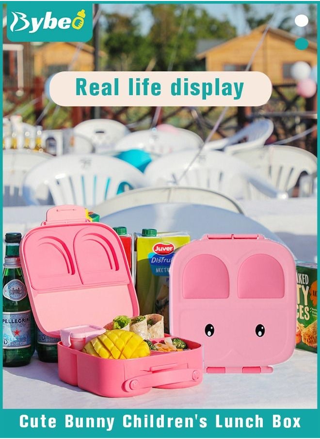 Bybeo Portable Kids Bento Box, Big Toddler Lunch Boxs to School, Snack Containers for Travel 4 Compartments Meal Prep Removable Divider BPA Free  - Image 1