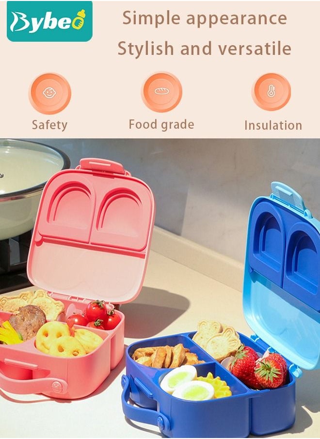 Bybeo Portable Kids Bento Box, Big Toddler Lunch Boxs to School, Snack Containers for Travel 4 Compartments Meal Prep Removable Divider BPA Free  - Image 2