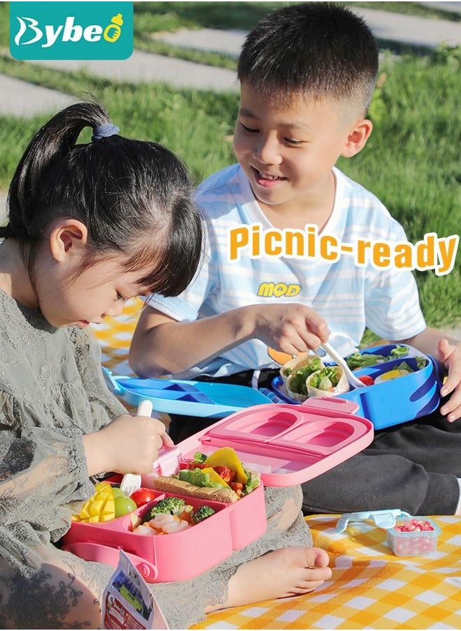 Bybeo Portable Kids Bento Box, Big Toddler Lunch Boxs to School, Snack Containers for Travel 4 Compartments Meal Prep Removable Divider BPA Free  - Image 5