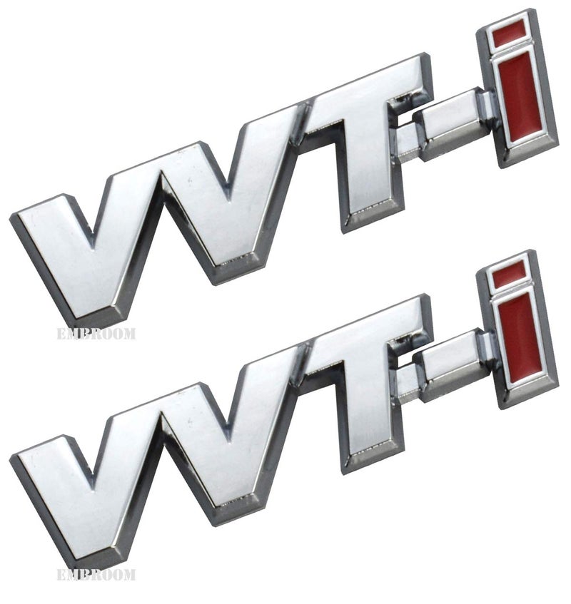 EmbRoom 2Pcs VVT-I Emblems Badge 3D Metal Car Side Fender Rear Trunk Logo Sticker Decal Replacement for Is Es Rx Tundra 4Runner (Black Red) - Image 1