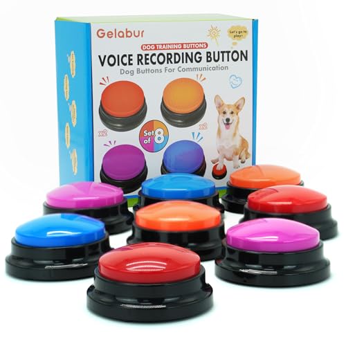 Gelabur Set of 8 Dog Buttons for Communication Voice Recordable Buttons for Classroom Dog Training Talking Buttons Starter Set Pet Easy Speaking Buttons Tools - Image 1