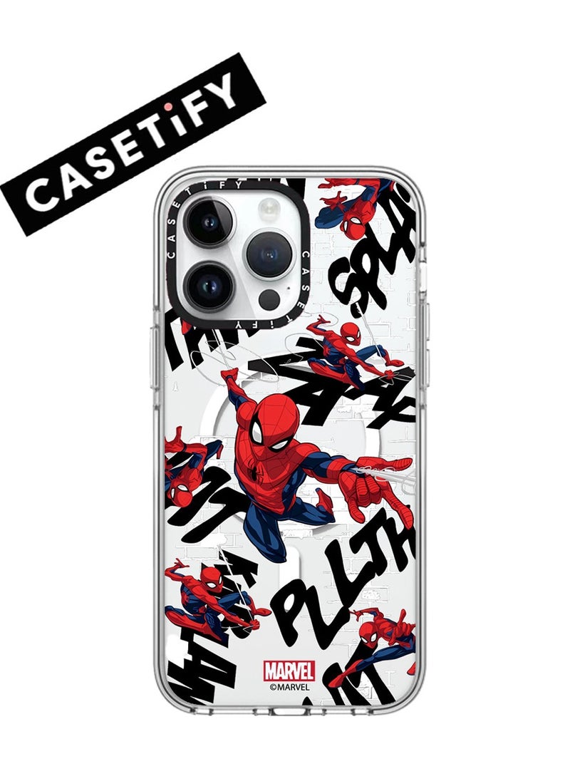 Casetify - Apple iPhone 14 Pro Max Case,Fighting Spider-Man Magnetic Adsorption Phone Case - Semi transparent - Image 1