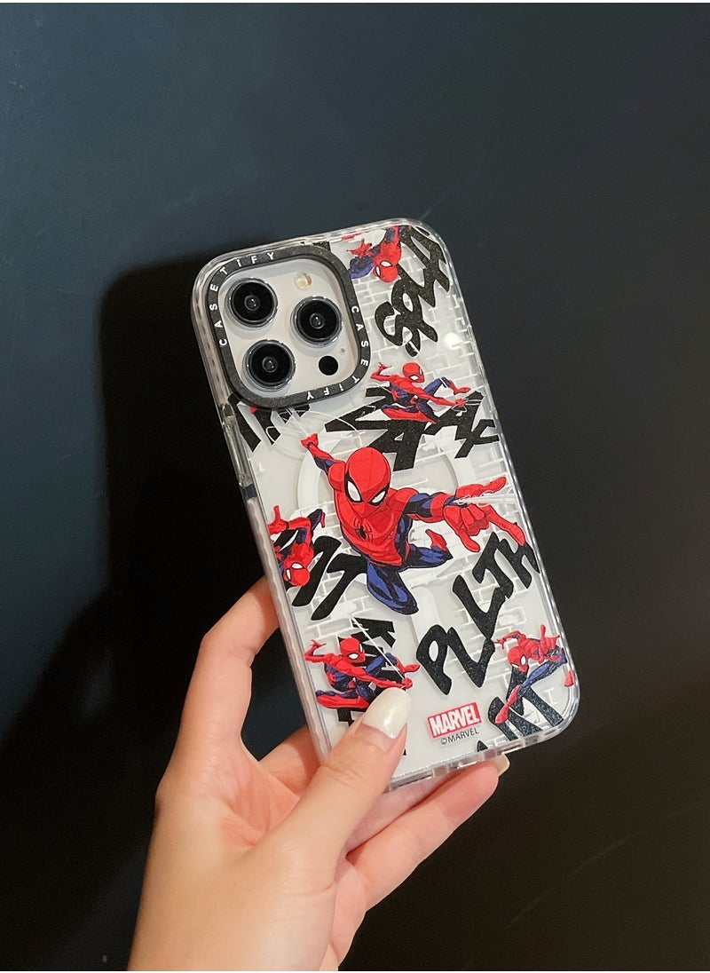 Casetify - Apple iPhone 14 Pro Max Case,Fighting Spider-Man Magnetic Adsorption Phone Case - Semi transparent - Image 1