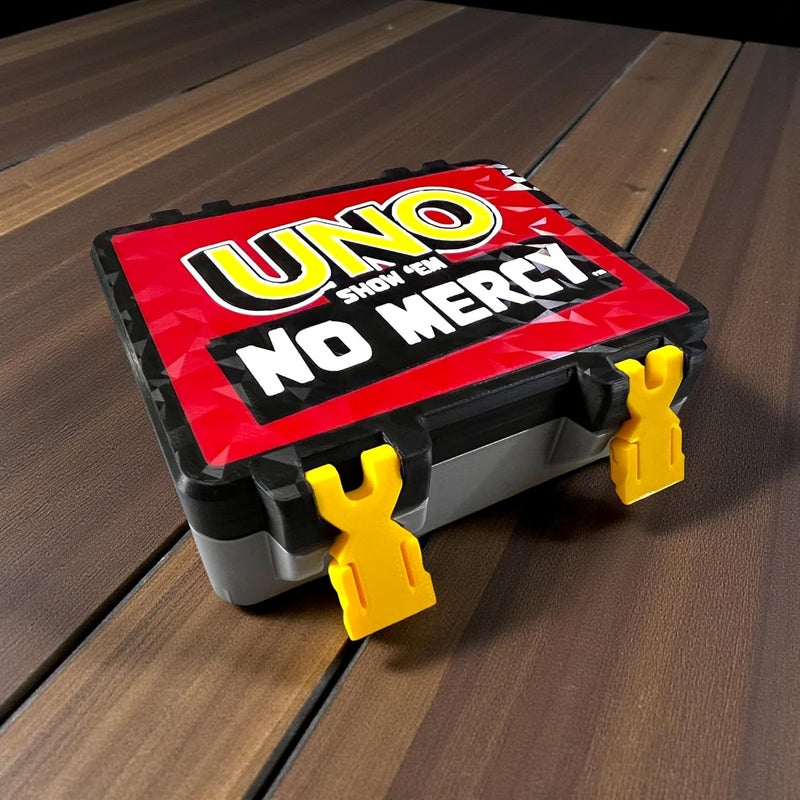 Sentosa Uno No Mercy Card Game Storage Box with Snap On Locks, Inner Tray, Multicolor, Durable (Gray Storage Box Only) - Image 1