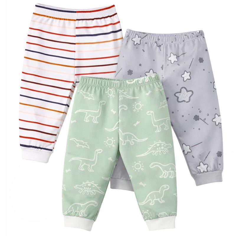 littogoose Baby Jogger Pants with Elastic Cuffs â€“ Stay-On Lightweight Toddler Joggers, Soft & Stretchy Baby Pants, 3-Pack - Image 1