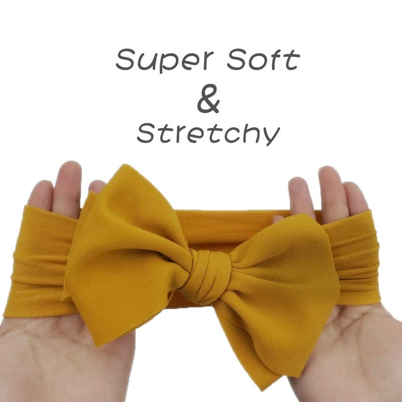 KIDOCHEESE Hairband, Soft Nylon & Cotton, Handmade Hairbands with Bows, 5 Pack, for Baby Girls & Toddlers - Image 2
