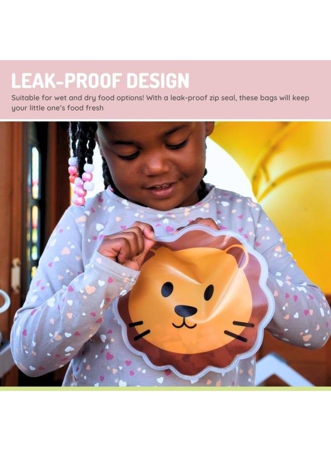 melii Reusable Snack Bags - Food-Safe Bags Are Perfect for Packing Lunches, Travel, or On-The-go Snacking, Design - Bulldog, Cat, Lion, Panda, Bear And Shark - Image 4