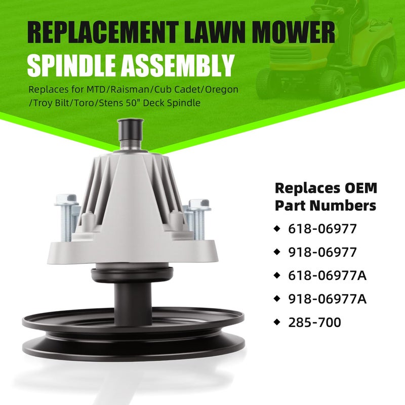 AKM 918-06977A 618-06977 Spindle Assembly Replaces MTD Cub Cadet XT1-LT46 XT2-LX46 Troy-Bilt 46 inch Deck 618-06977A 918-06977 Stens 285-700 Craftsman 20442 Screws Included in PRE-TAPPED Holes - Image 2