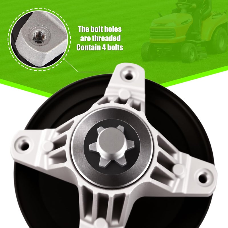 AKM 918-06977A 618-06977 Spindle Assembly Replaces MTD Cub Cadet XT1-LT46 XT2-LX46 Troy-Bilt 46 inch Deck 618-06977A 918-06977 Stens 285-700 Craftsman 20442 Screws Included in PRE-TAPPED Holes - Image 4