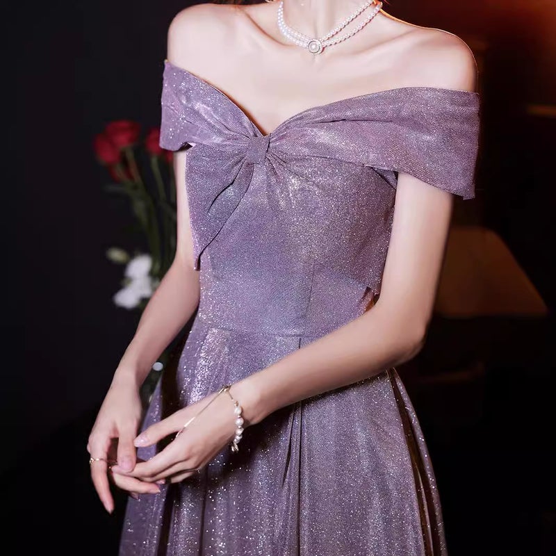 One-Shoulder Art Candidates Evening Dress Accessible Luxury New 2025 Texture Art Candidates Fairy Host Starry Sky Annual Meeting Dress - Image 5