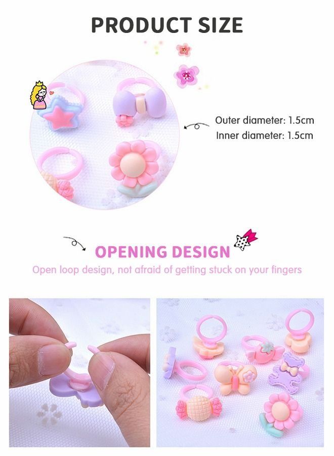 PYEBE 36pcs adjustable princess pretend rings girls dress up toys girls dress up ring Set kids cartoon ring toys cute cartoon accessories - Image 2