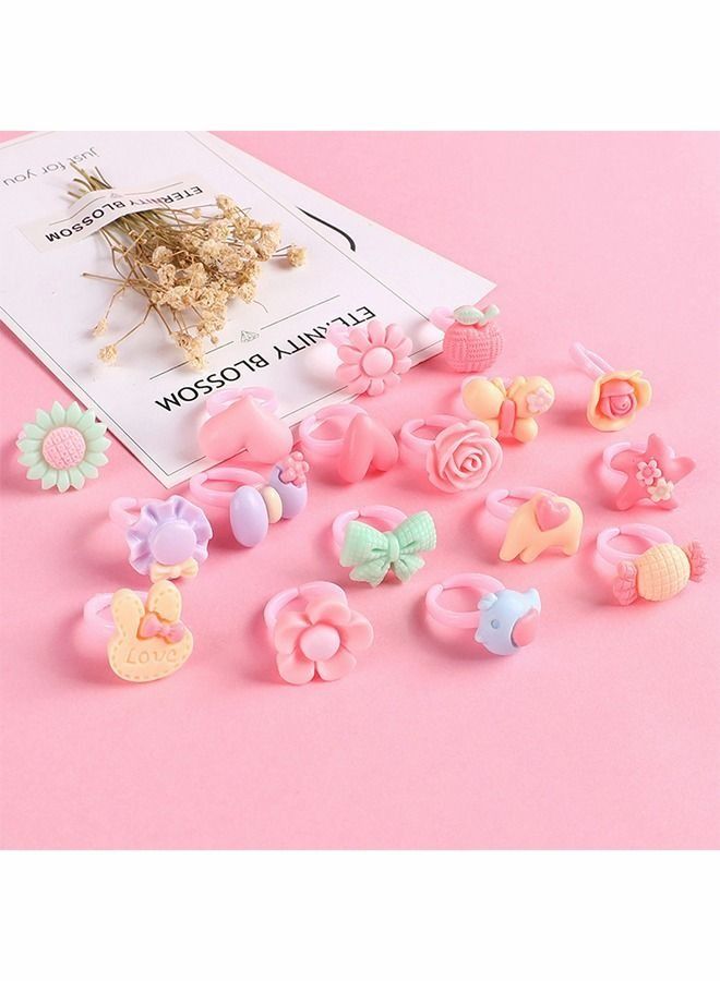 PYEBE 36pcs adjustable princess pretend rings girls dress up toys girls dress up ring Set kids cartoon ring toys cute cartoon accessories - Image 5