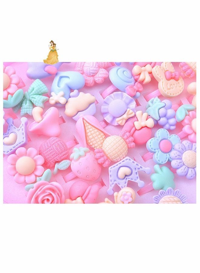 PYEBE 36pcs adjustable princess pretend rings girls dress up toys girls dress up ring Set kids cartoon ring toys cute cartoon accessories - Image 4