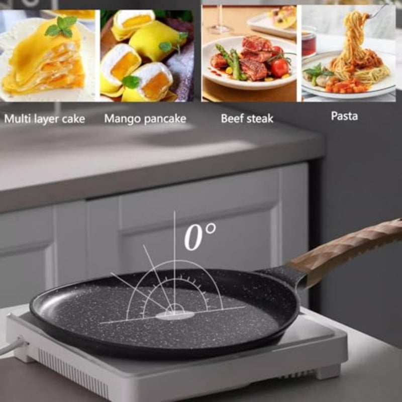 Pancake Pot for Home Cooking, Granite-Coated Nonstick Frying Pan, Gray with Ergonomic Cool Handle, PFOA-Free Ceramic Coating, Induction-Compatible Heat-Proof Design - Image 5