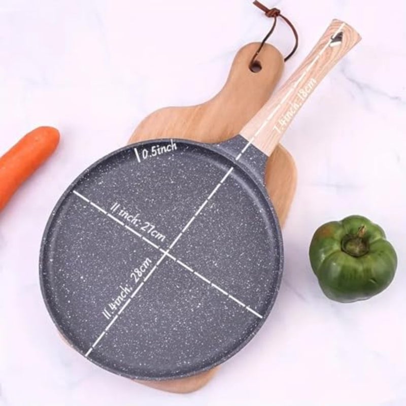 Pancake Pot for Home Cooking, Granite-Coated Nonstick Frying Pan, Gray with Ergonomic Cool Handle, PFOA-Free Ceramic Coating, Induction-Compatible Heat-Proof Design - Image 2