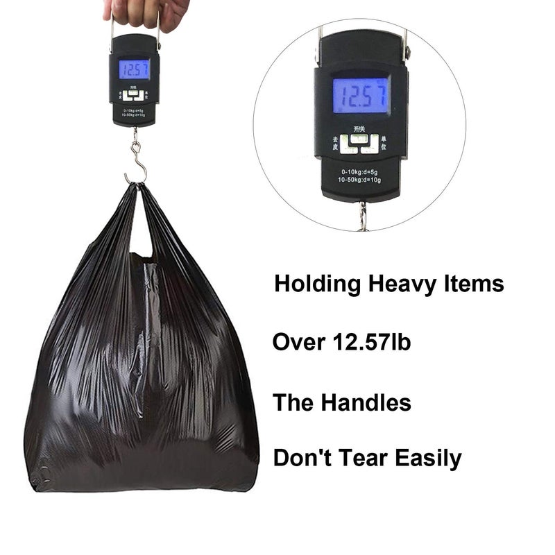 LazyMe T Shirt Bags, Black Plastic Bags with Handles Bulk, Bolsas De Plastico Para Negocio, Grocery Bags Retail Shopping Bags Merchandise Bags for Supermarket Restaurant, 12x20inch (100pcs) - Image 4