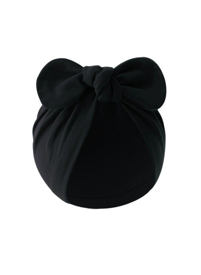 Cute Baby Bowknot Cap Beanie For 6 Month to 24 Month Baby Black