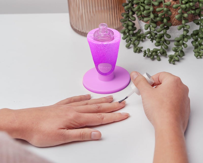 tweexy Hinge Untippable Nail Polish Bottle Holder | Anti-Spill Nail Polish Holder Stand, Tilted, Smartgrip Airlock Suction | Fingernail Painting, Nail Art, Manicure & Pedicure, Nail Polish Accessories (Opal Sparkle) - Image 4