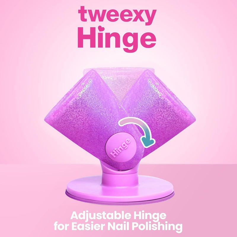 tweexy Hinge Untippable Nail Polish Bottle Holder | Anti-Spill Nail Polish Holder Stand, Tilted, Smartgrip Airlock Suction | Fingernail Painting, Nail Art, Manicure & Pedicure, Nail Polish Accessories (Opal Sparkle) - Image 2