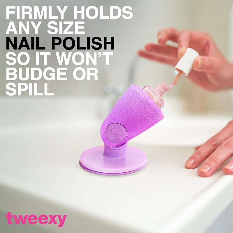 tweexy Hinge Untippable Nail Polish Bottle Holder | Anti-Spill Nail Polish Holder Stand, Tilted, Smartgrip Airlock Suction | Fingernail Painting, Nail Art, Manicure & Pedicure, Nail Polish Accessories (Opal Sparkle) - Image 5