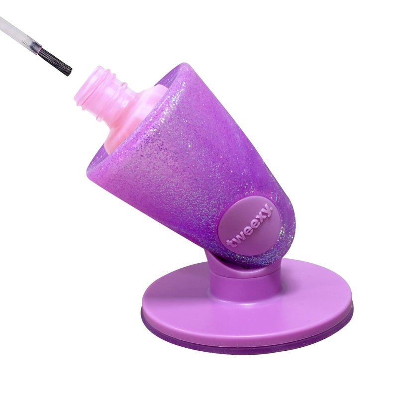tweexy Hinge Untippable Nail Polish Bottle Holder | Anti-Spill Nail Polish Holder Stand, Tilted, Smartgrip Airlock Suction | Fingernail Painting, Nail Art, Manicure & Pedicure, Nail Polish Accessories (Opal Sparkle) - Image 1