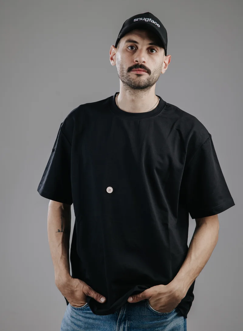 Snugface Snugface The Button Oversized Tshirts, Black, SF15-6BLK, Size-L