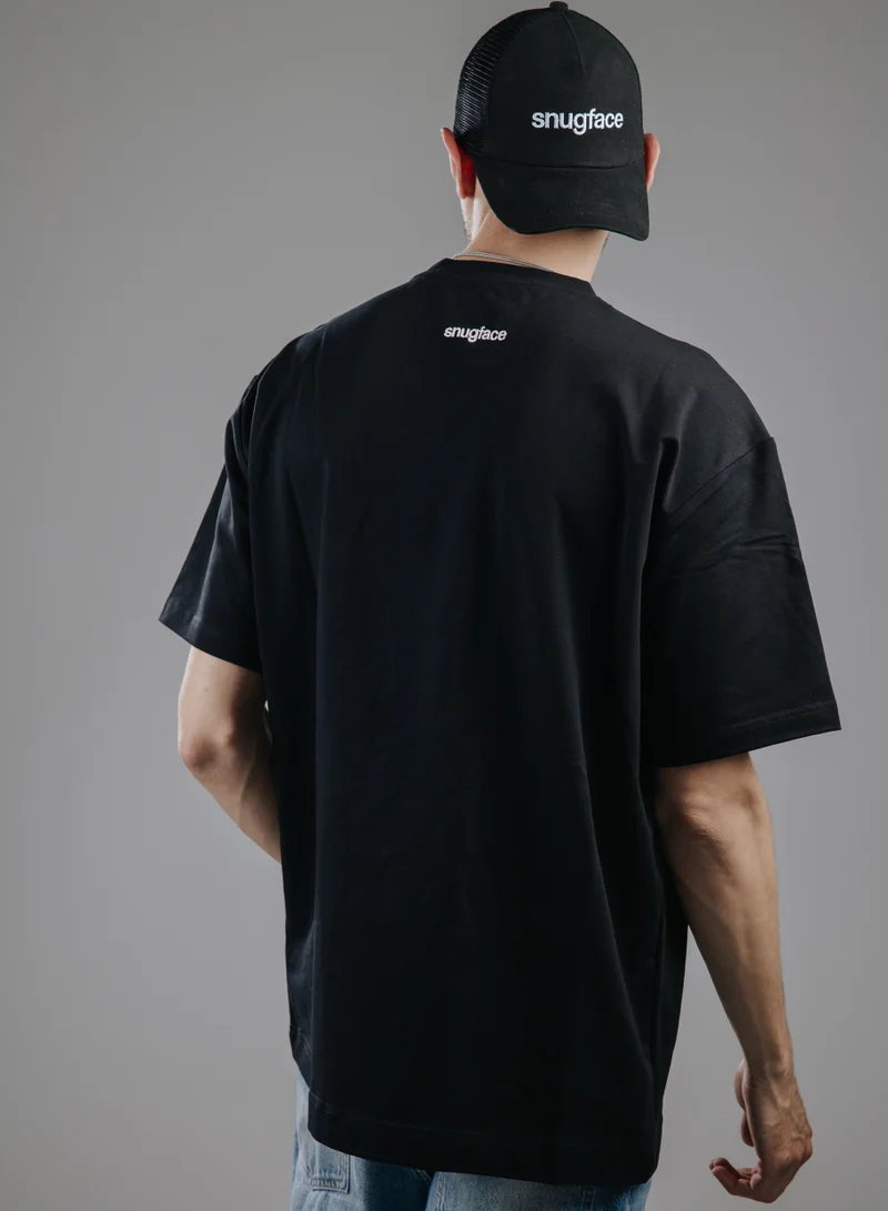 Snugface Snugface The Button Oversized Tshirts, Black, SF15-6BLK, Size-L