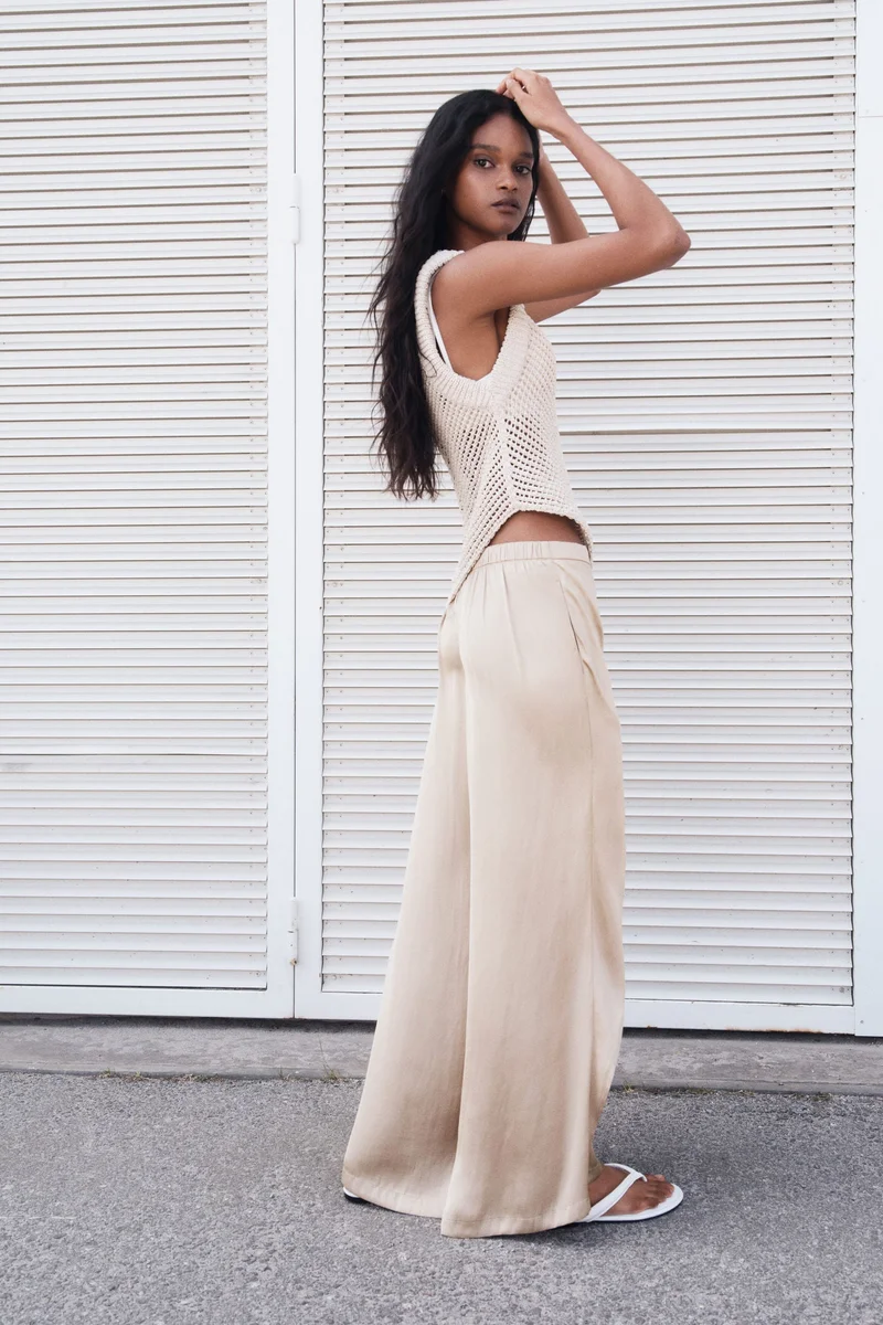 H&M Wrap-detail satin trousers