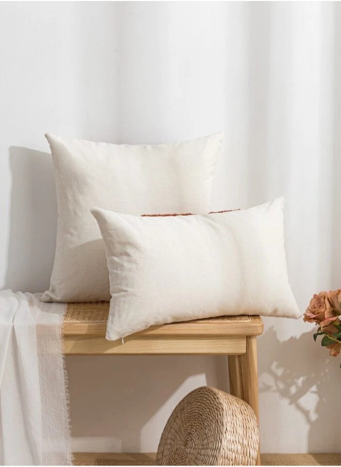 AL-HRAER One Piece Of Embroidered Cotton Cushion Cover with Bohemian Embroidered And Furry Patterns Soft And Elegant And Modern Feeling Without Filling  - Image 4