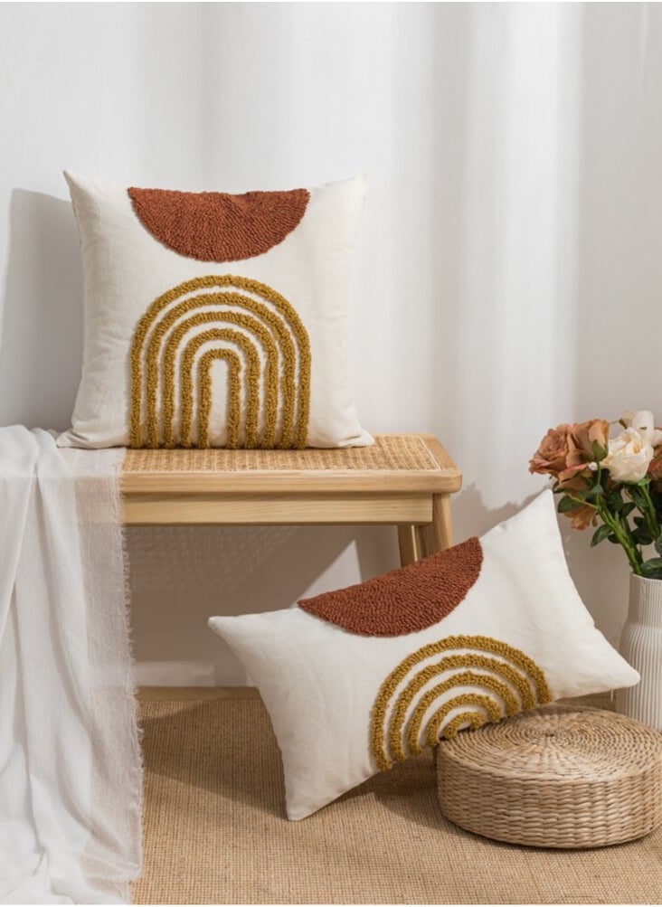 AL-HRAER One Piece Of Embroidered Cotton Cushion Cover with Bohemian Embroidered And Furry Patterns Soft And Elegant And Modern Feeling Without Filling  - Image 2